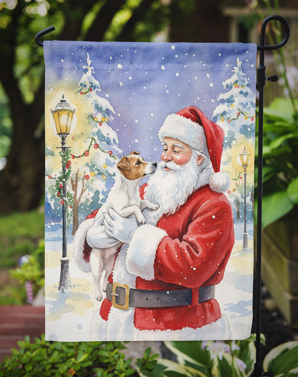 Jack Russell Terrier with Santa Claus Garden Flag
