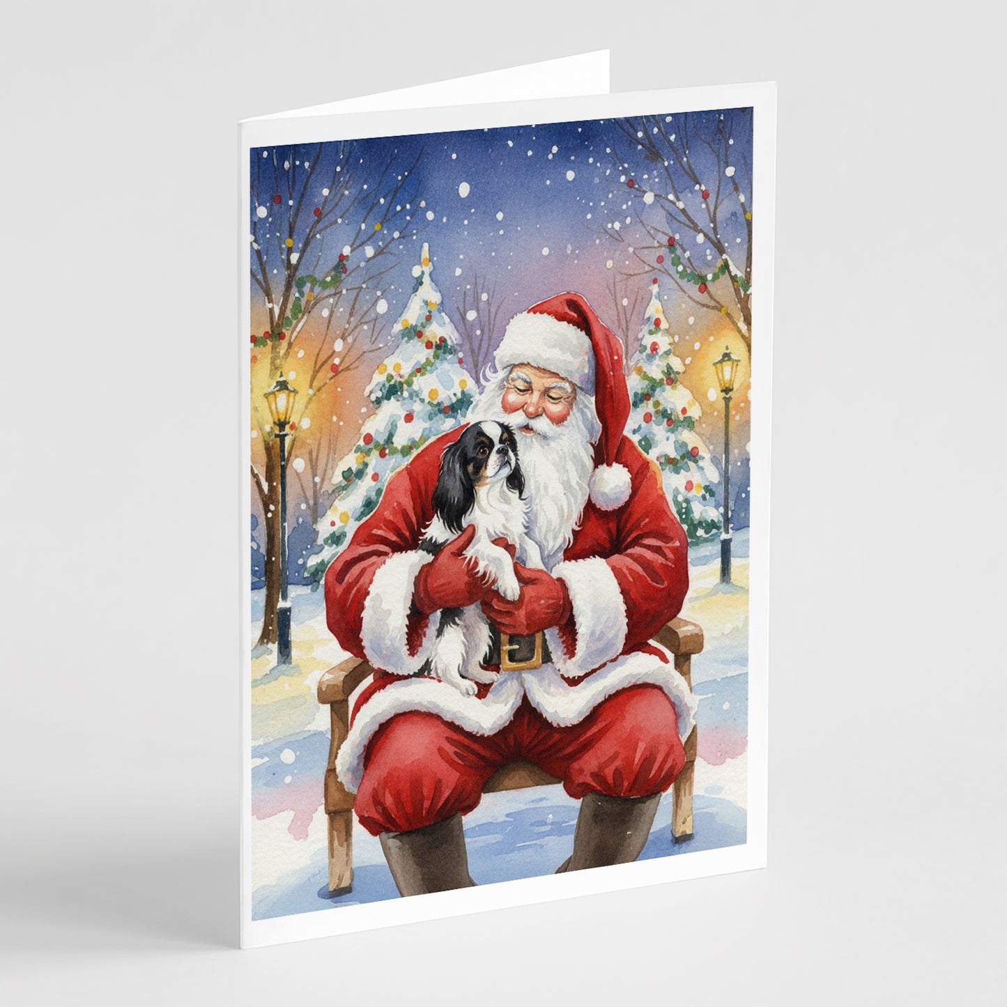 Buy this Japanese Chin with Santa Claus Greeting Cards Pack of 8