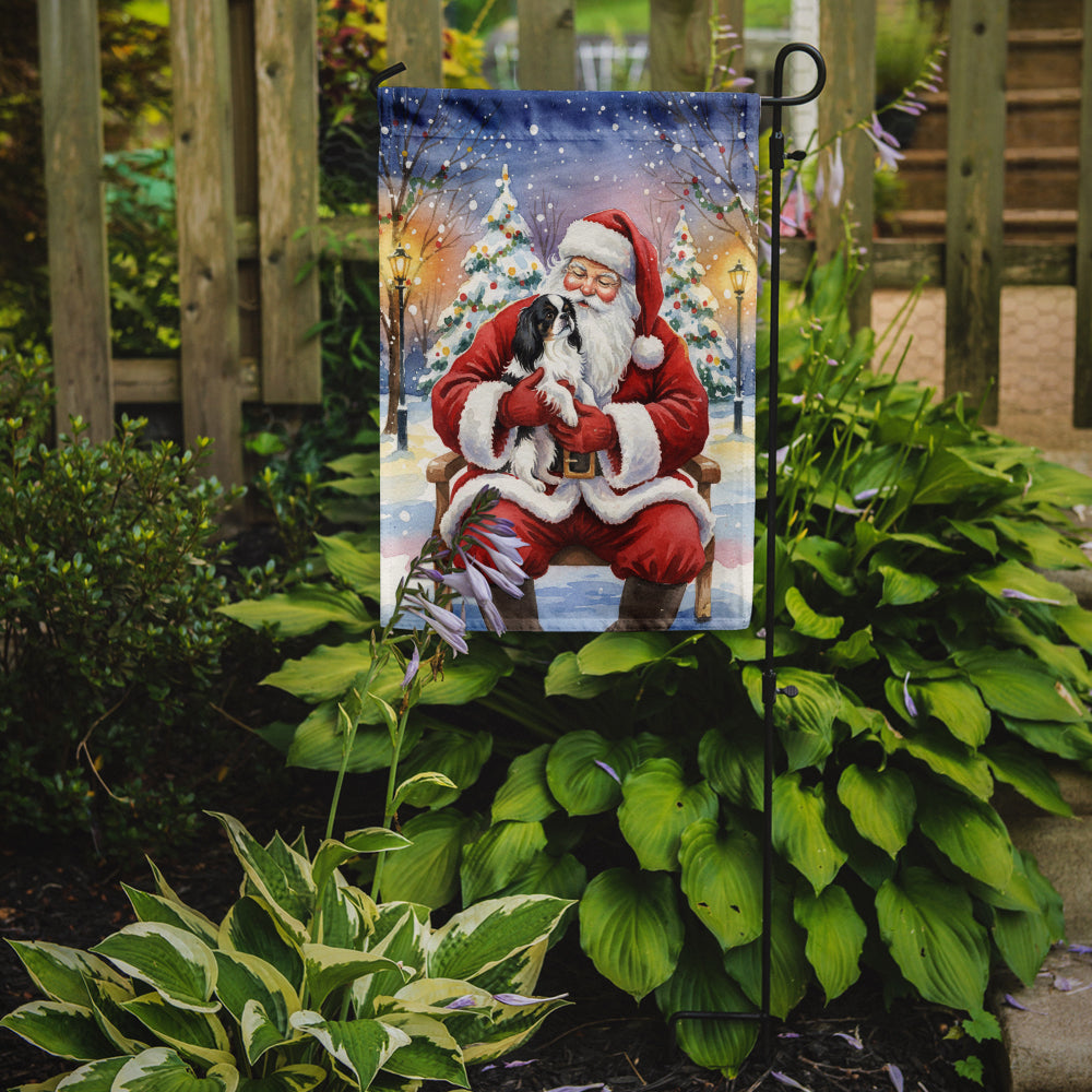 Japanese Chin with Santa Claus Garden Flag