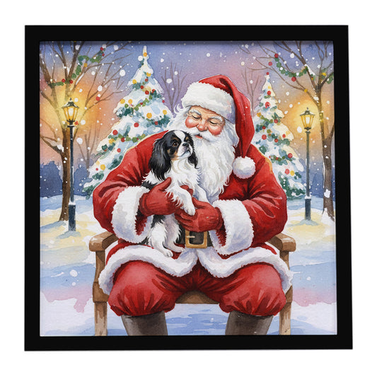 Buy this Japanese Chin with Santa Claus Framed Metal Print