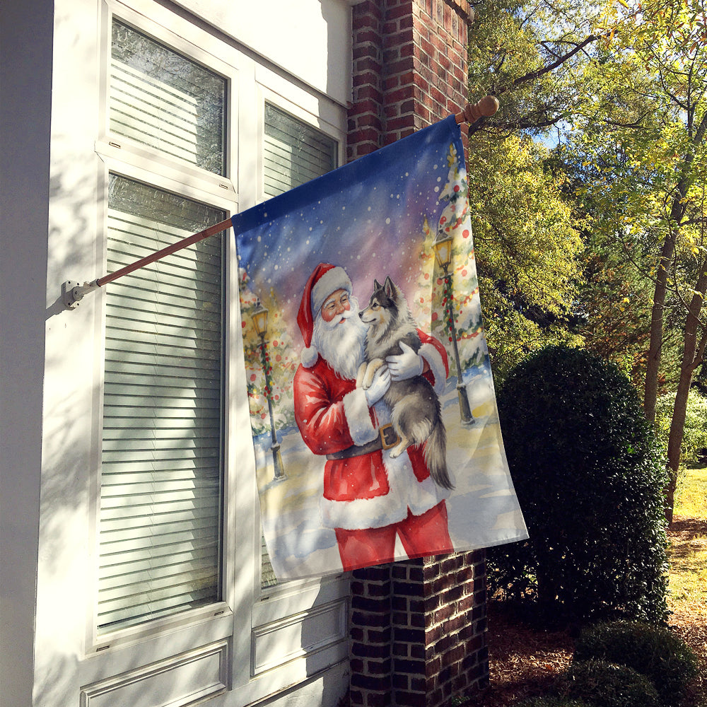Keeshond with Santa Claus House Flag