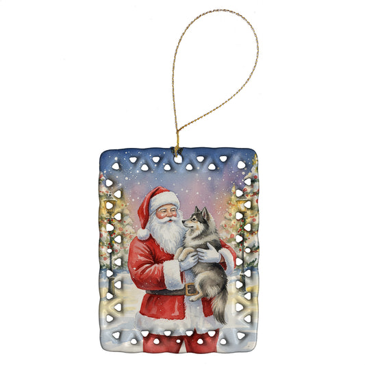 Buy this Keeshond with Santa Claus Porcelain Ornament