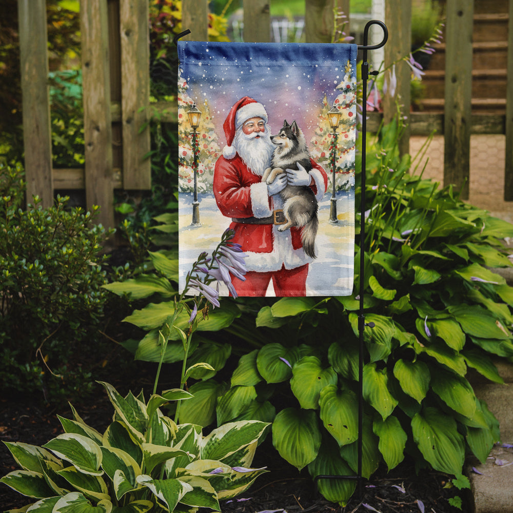 Keeshond with Santa Claus Garden Flag