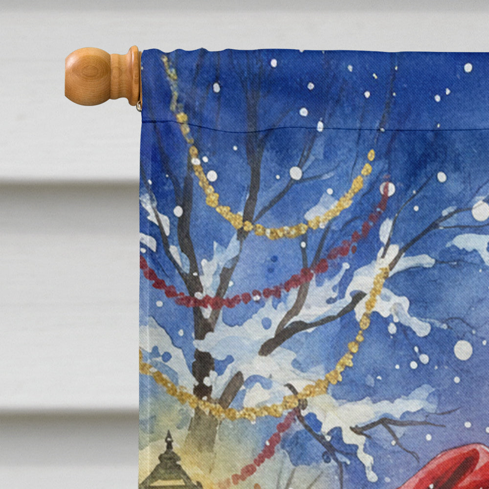 Chocolate Labradoodle with Santa Claus House Flag