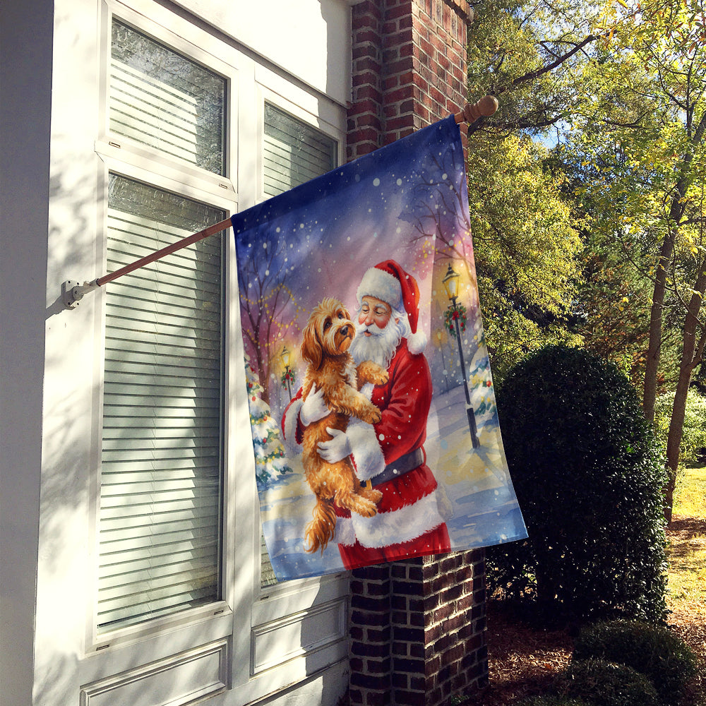 Labradoodle with Santa Claus House Flag