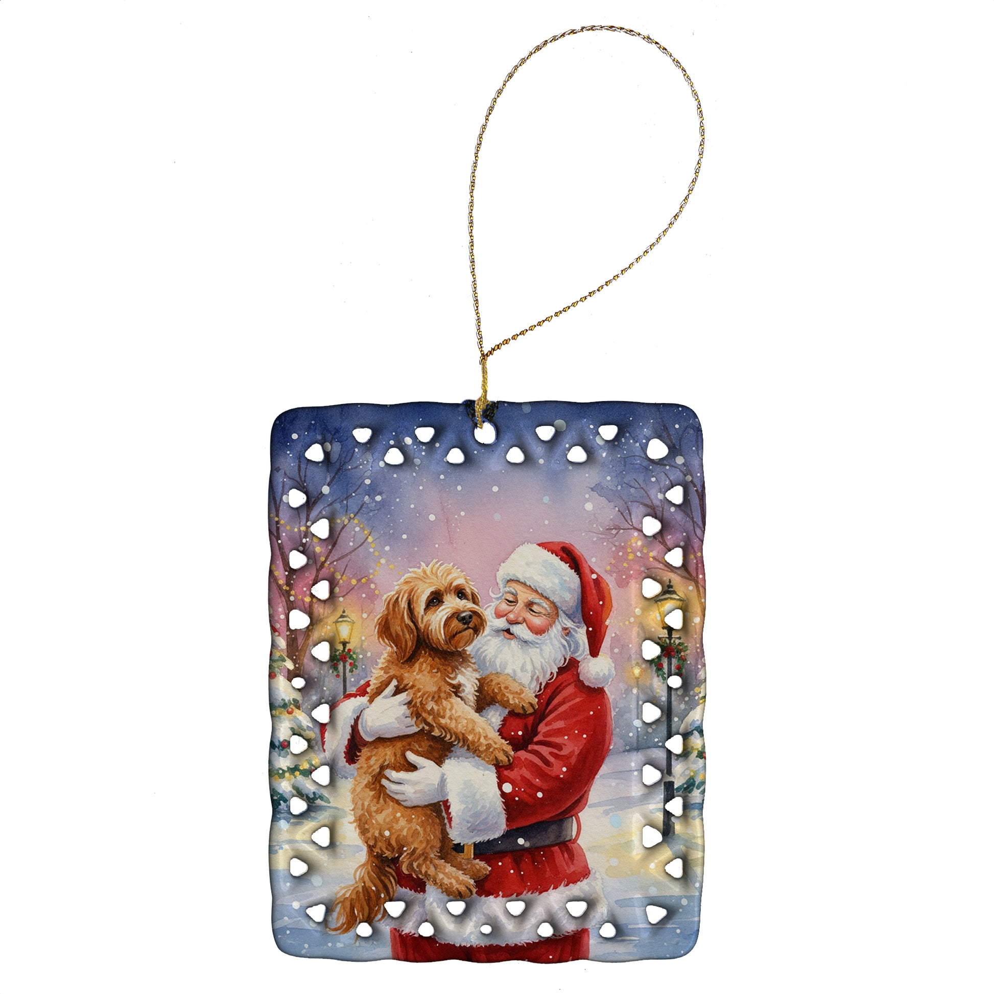 Buy this Labradoodle with Santa Claus Porcelain Ornament