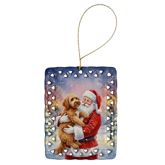 Buy this Labradoodle with Santa Claus Porcelain Ornament