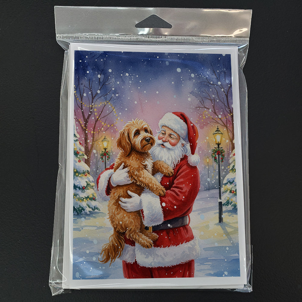Labradoodle with Santa Claus Greeting Cards Pack of 8