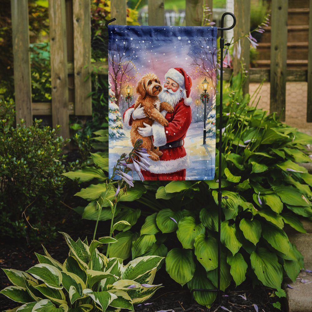 Labradoodle with Santa Claus Garden Flag