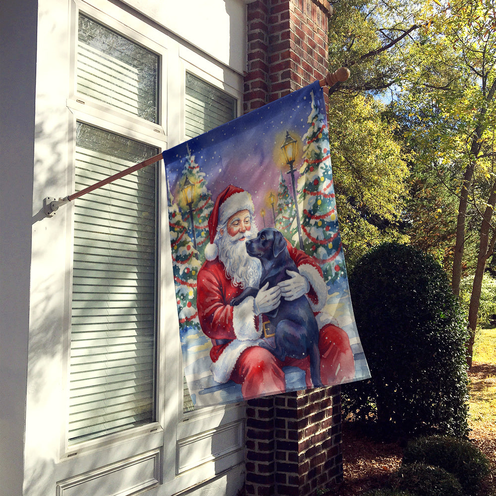 Black Labrador Retriever with Santa Claus House Flag