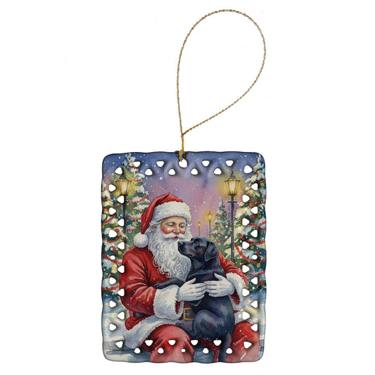Buy this Black Labrador Retriever with Santa Claus Porcelain Ornament