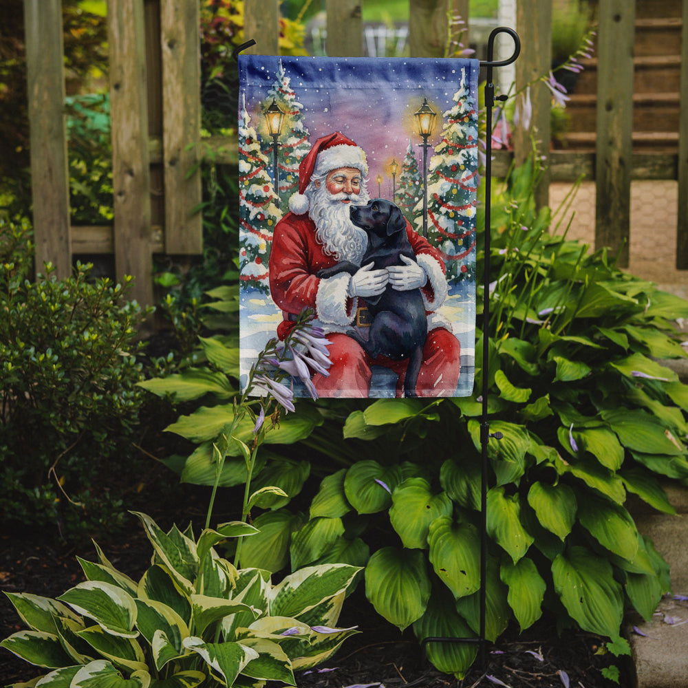 Black Labrador Retriever with Santa Claus Garden Flag