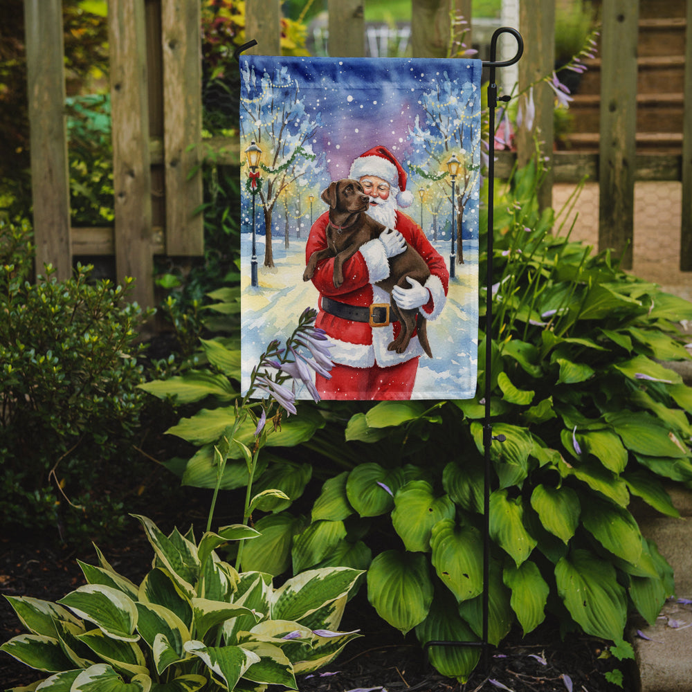 Chocolate Labrador Retriever with Santa Claus Garden Flag