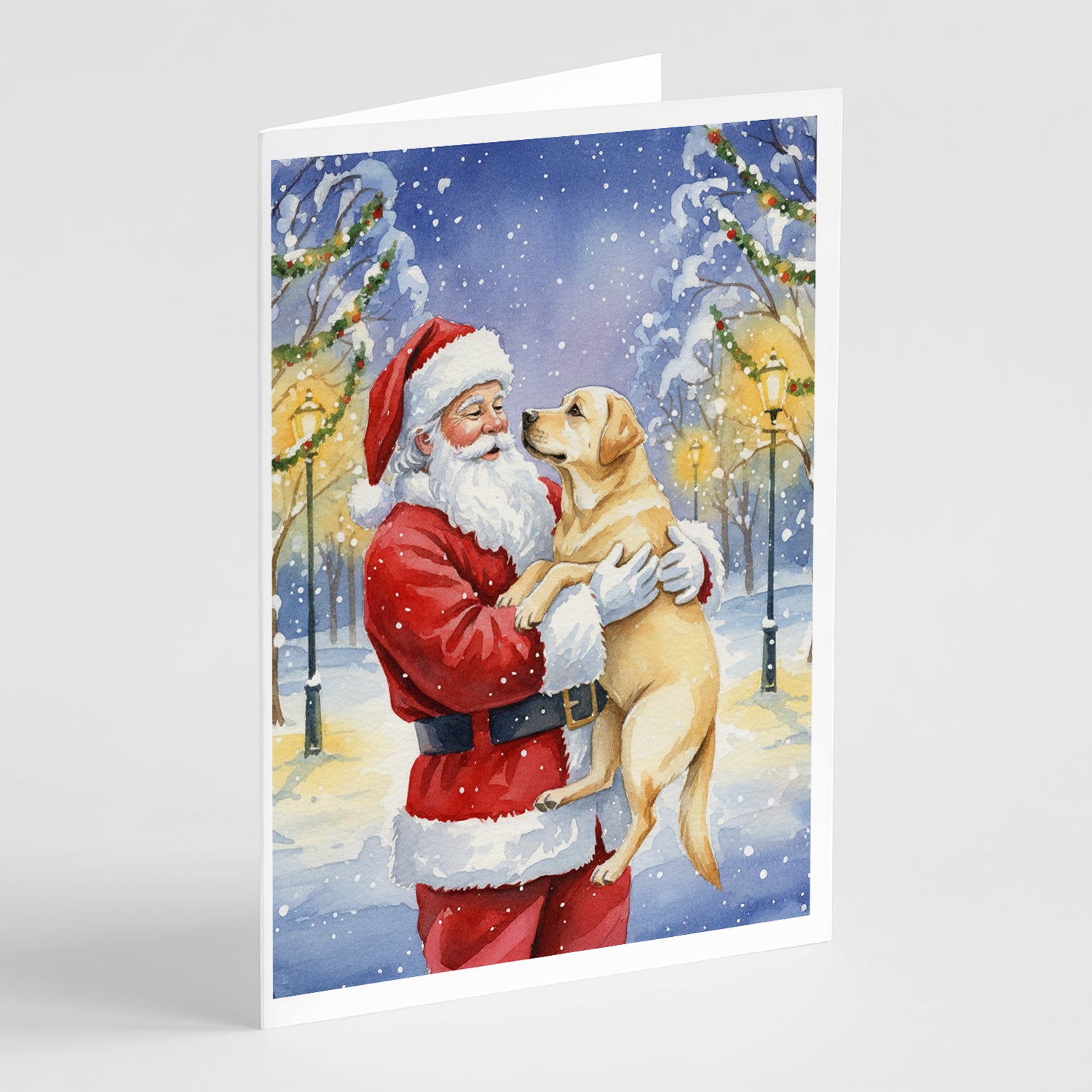 Buy this Yellow Labrador Retriever with Santa Claus Greeting Cards Pack of 8