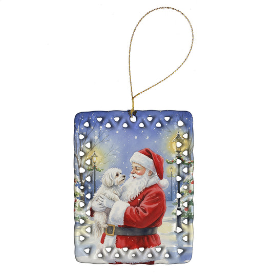 Buy this Maltese with Santa Claus Porcelain Ornament