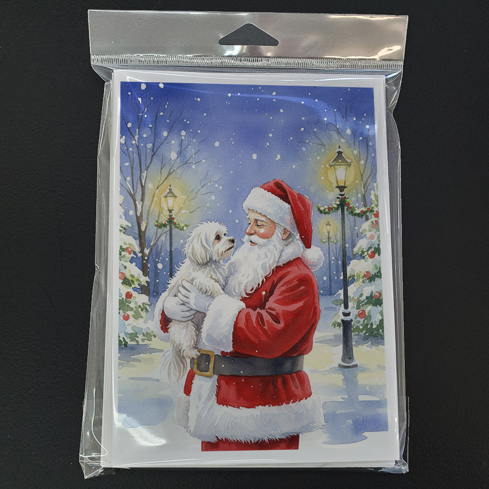 Maltese with Santa Claus Greeting Cards Pack of 8