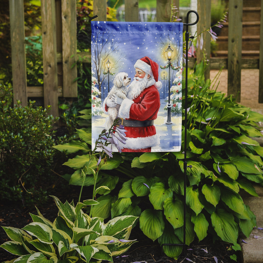 Maltese with Santa Claus Garden Flag