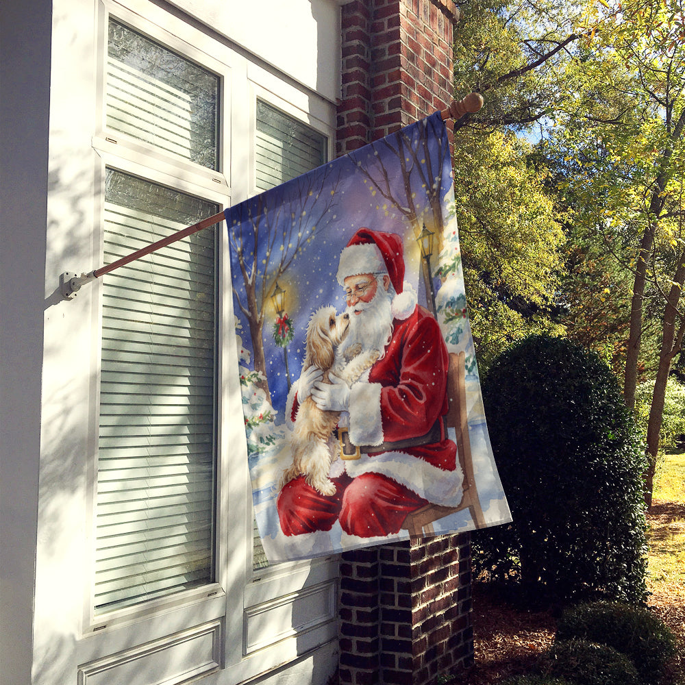 Maltipoo with Santa Claus House Flag