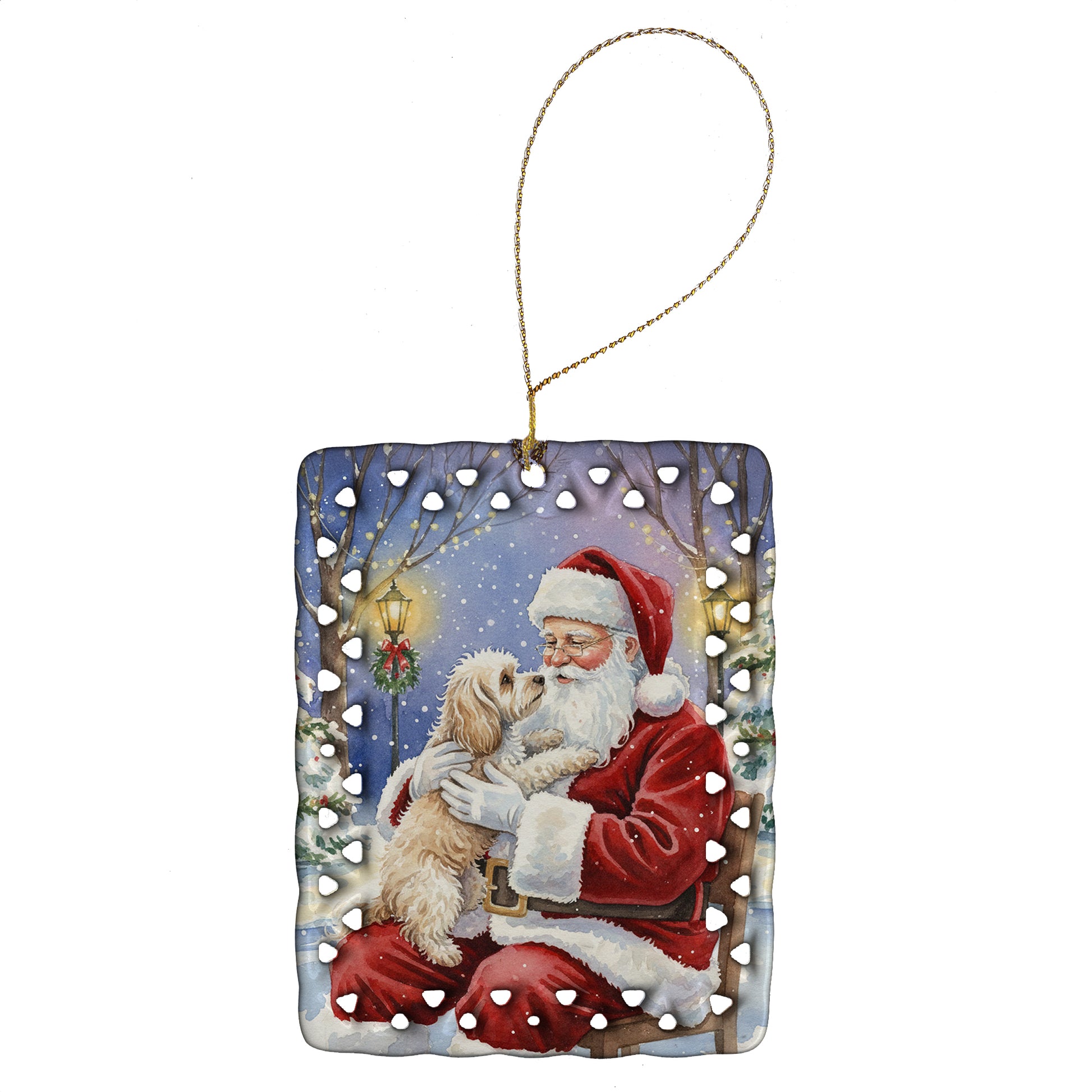 Buy this Maltipoo with Santa Claus Porcelain Ornament