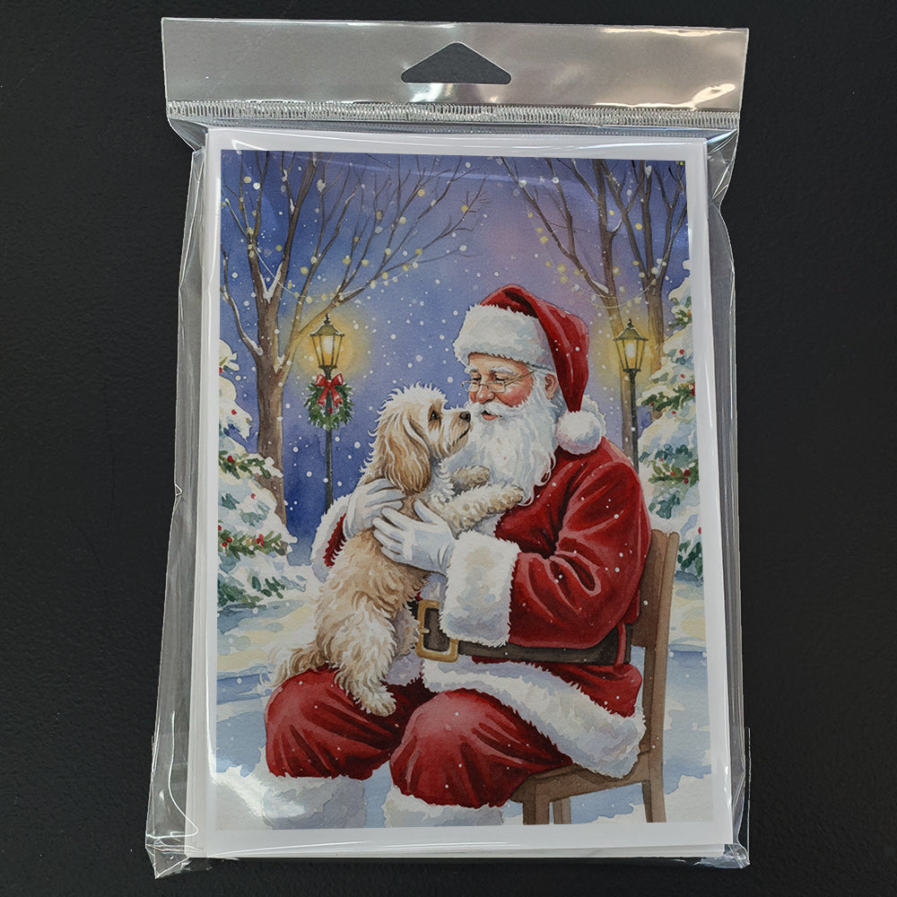 Maltipoo with Santa Claus Greeting Cards Pack of 8