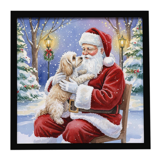 Buy this Maltipoo with Santa Claus Framed Metal Print