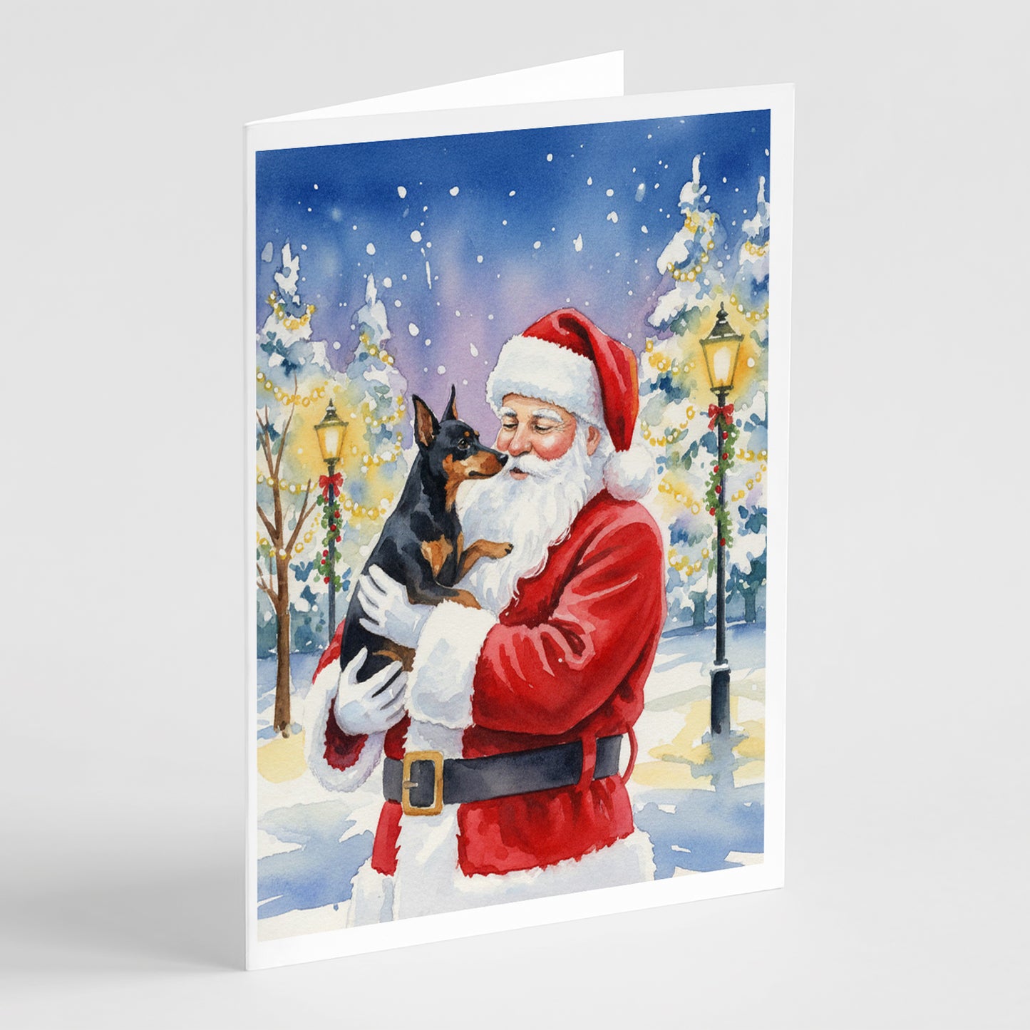 Buy this Manchester Terrier with Santa Claus Greeting Cards Pack of 8