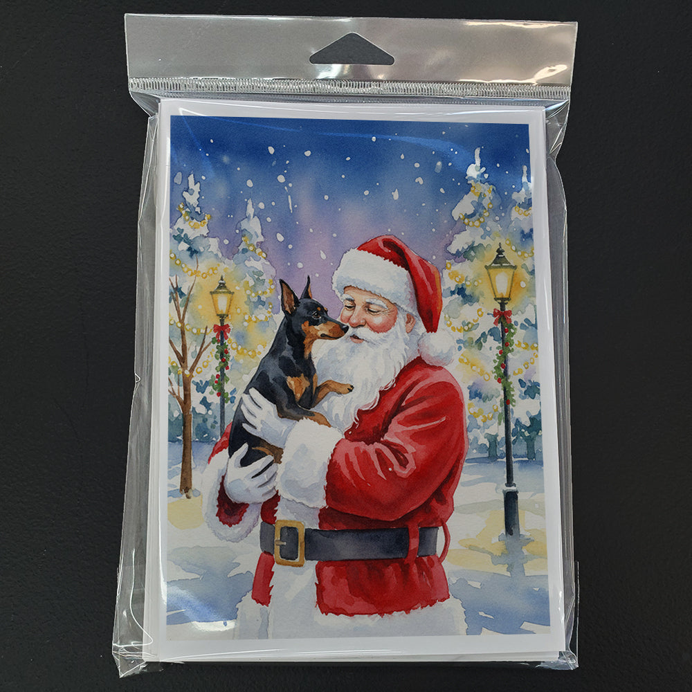Manchester Terrier with Santa Claus Greeting Cards Pack of 8