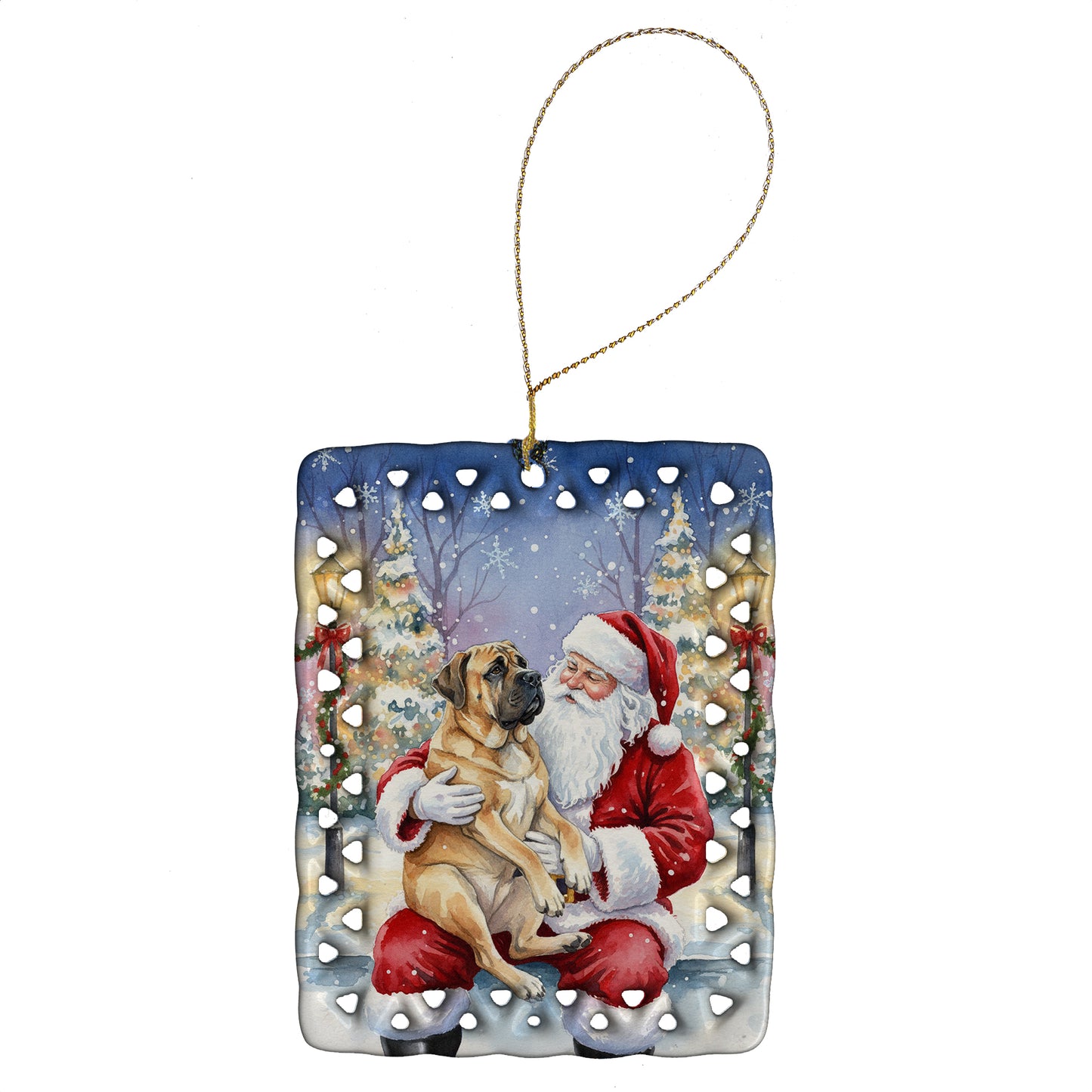 Buy this Mastiff with Santa Claus Porcelain Ornament