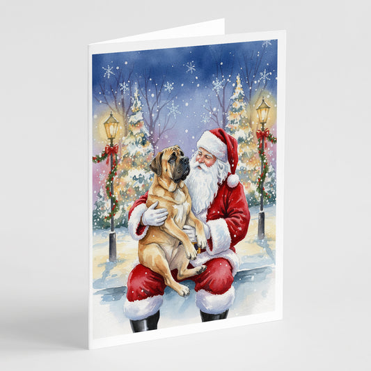 Buy this Mastiff with Santa Claus Greeting Cards Pack of 8