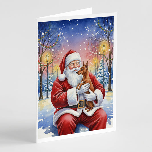 Buy this Red Miniature Pinscher with Santa Claus Greeting Cards Pack of 8