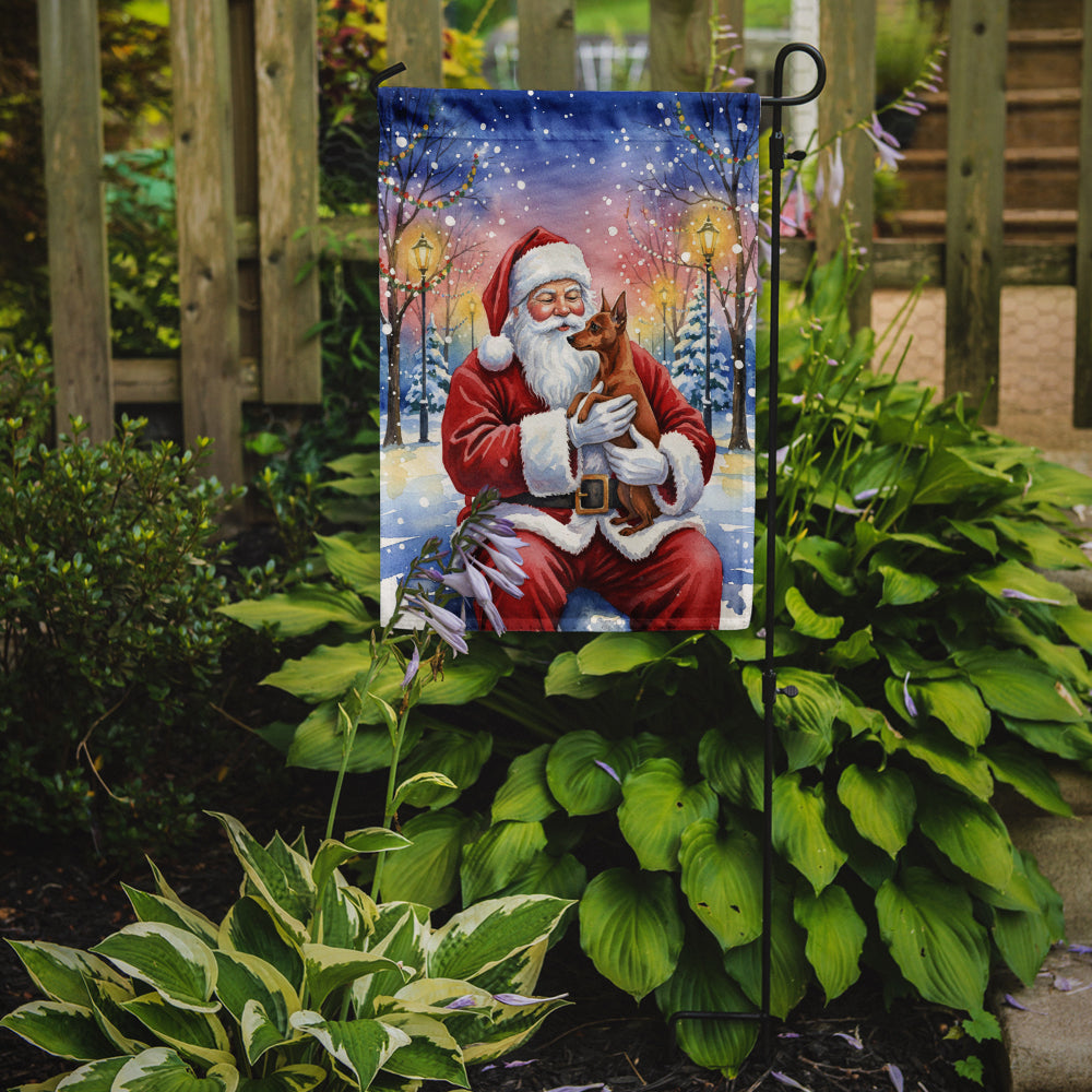 Red Miniature Pinscher with Santa Claus Garden Flag