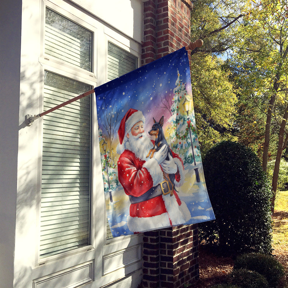 Miniature Pinscher with Santa Claus House Flag
