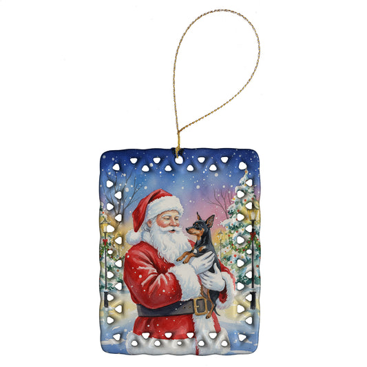 Buy this Miniature Pinscher with Santa Claus Porcelain Ornament