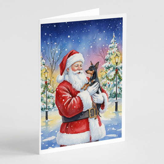 Buy this Miniature Pinscher with Santa Claus Greeting Cards Pack of 8