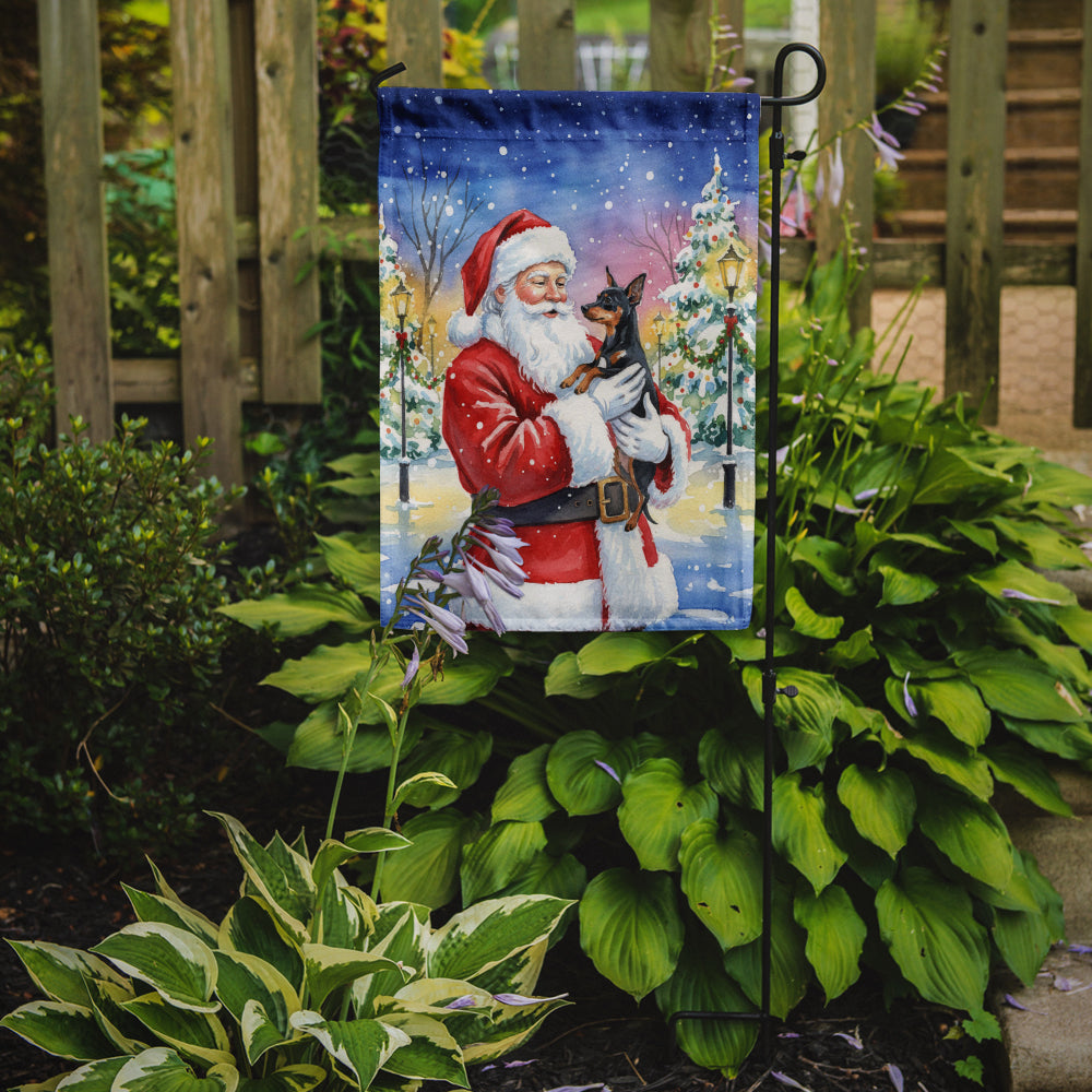 Miniature Pinscher with Santa Claus Garden Flag