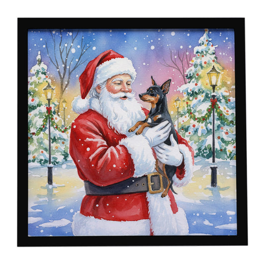 Buy this Miniature Pinscher with Santa Claus Framed Metal Print
