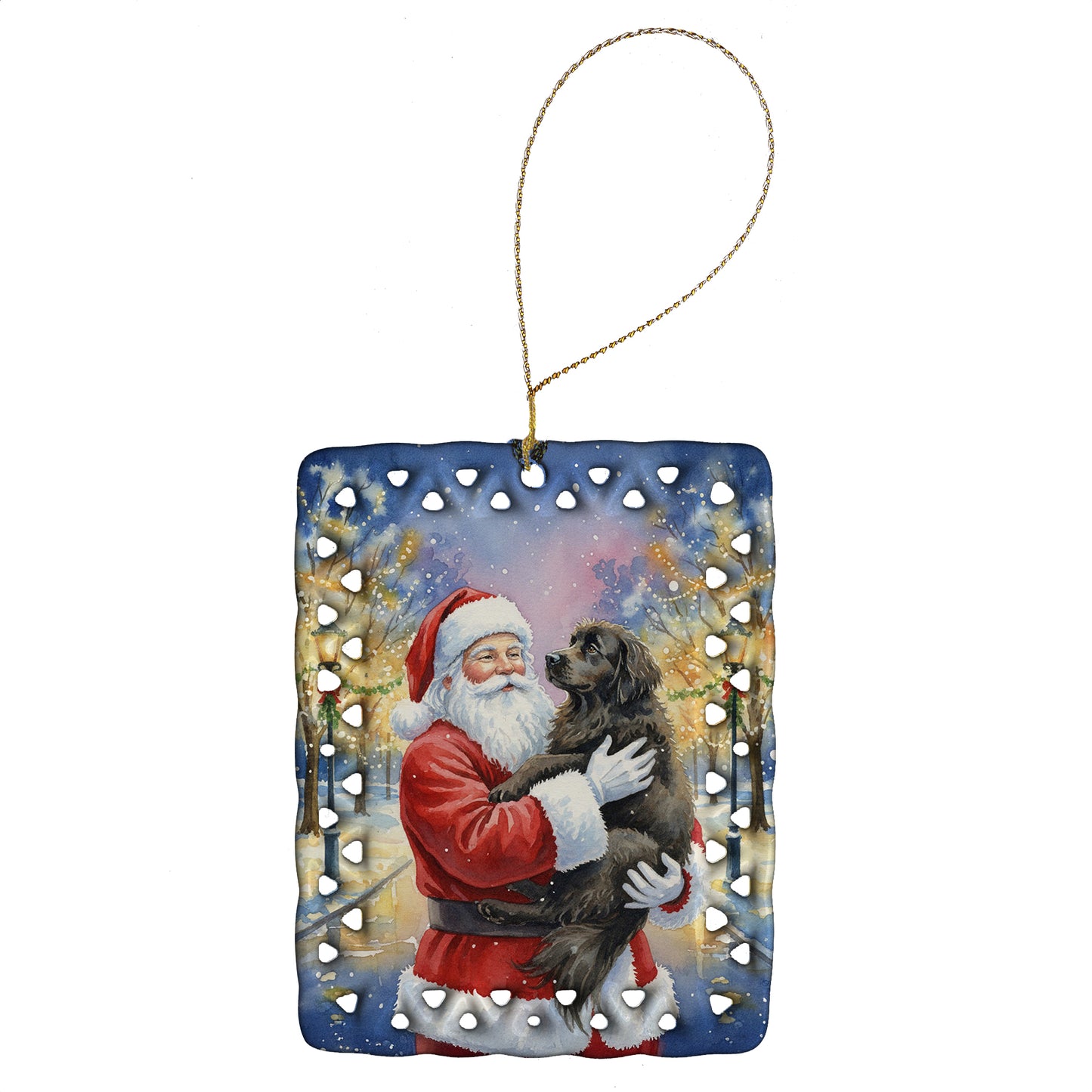 Buy this Newfoundland with Santa Claus Porcelain Ornament