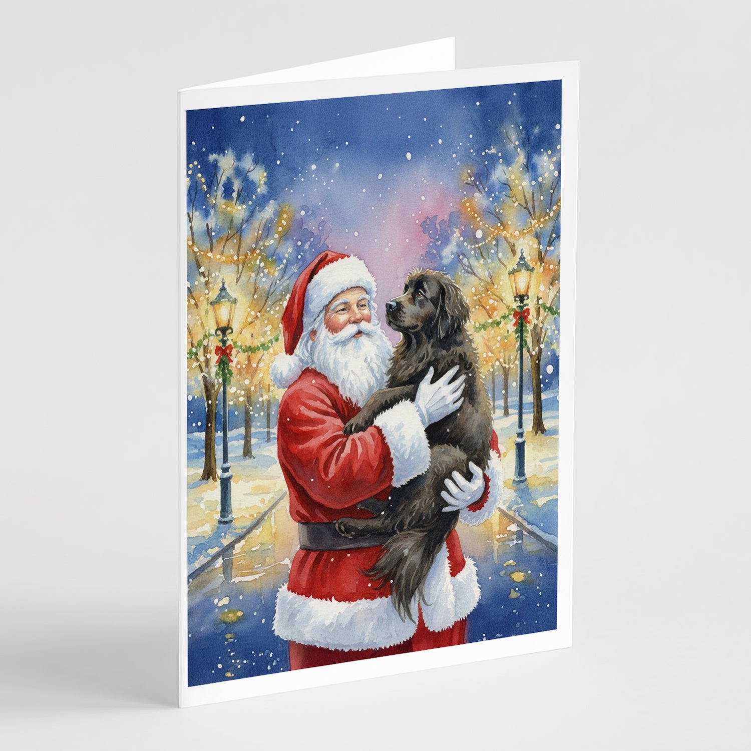 Buy this Newfoundland with Santa Claus Greeting Cards Pack of 8