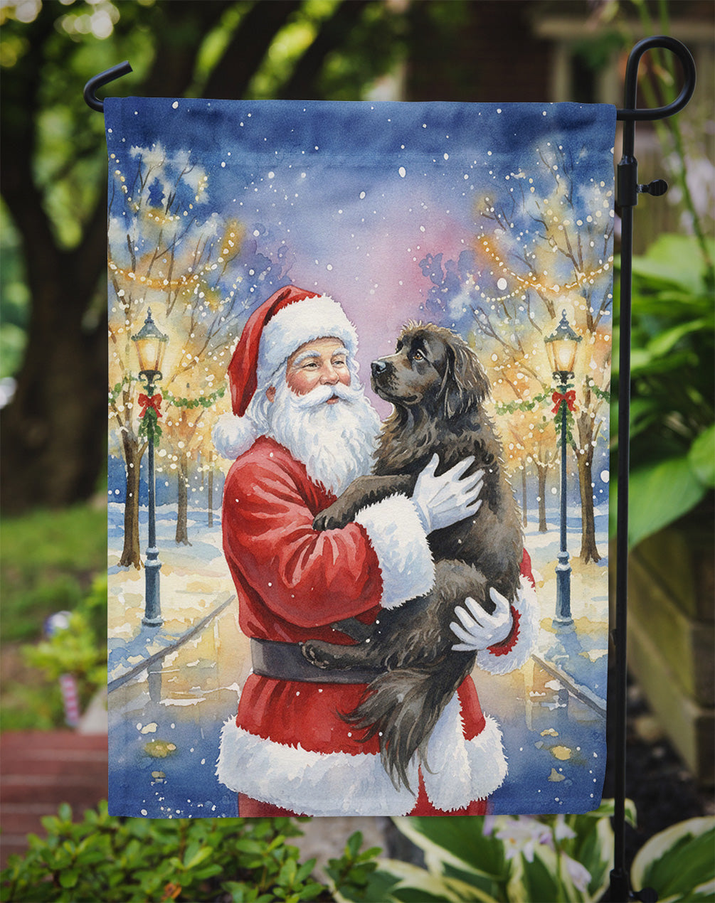 Newfoundland with Santa Claus Garden Flag
