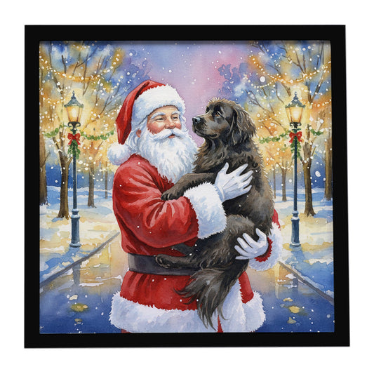 Buy this Newfoundland with Santa Claus Framed Metal Print
