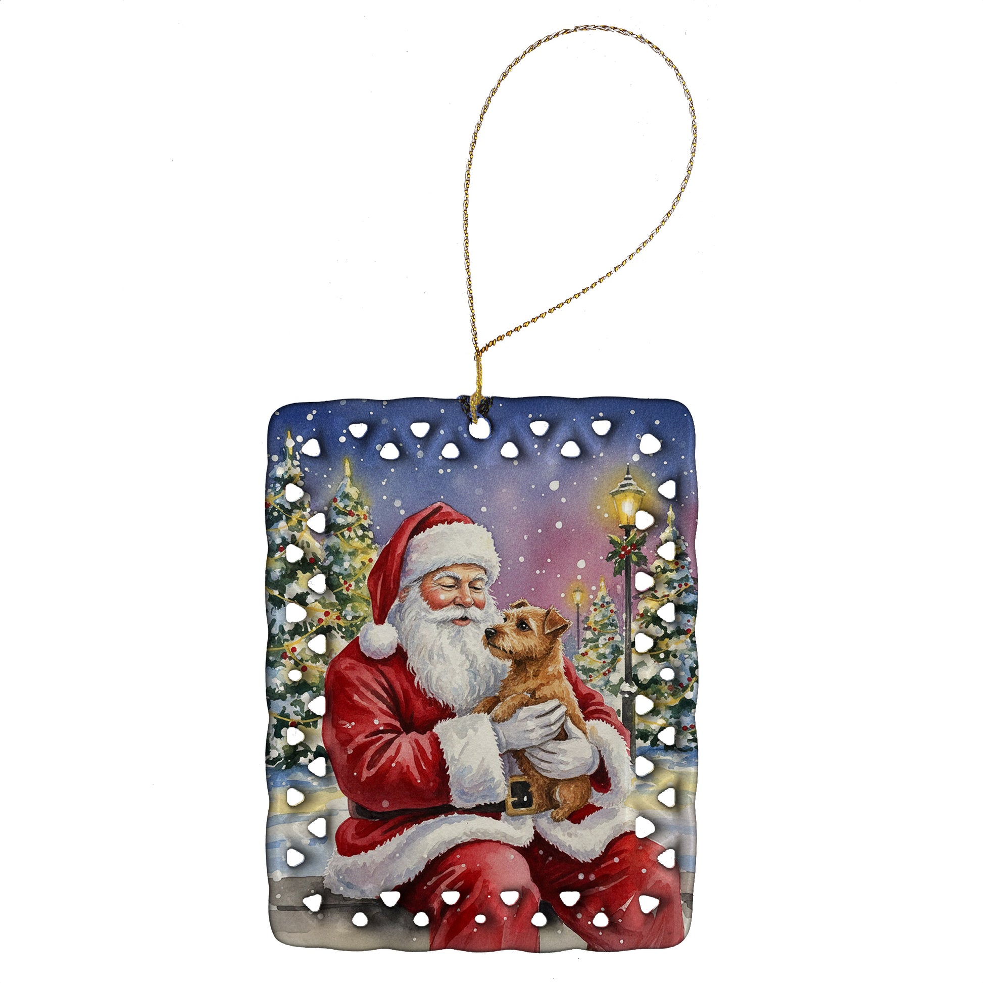 Buy this Norfolk Terrier with Santa Claus Porcelain Ornament