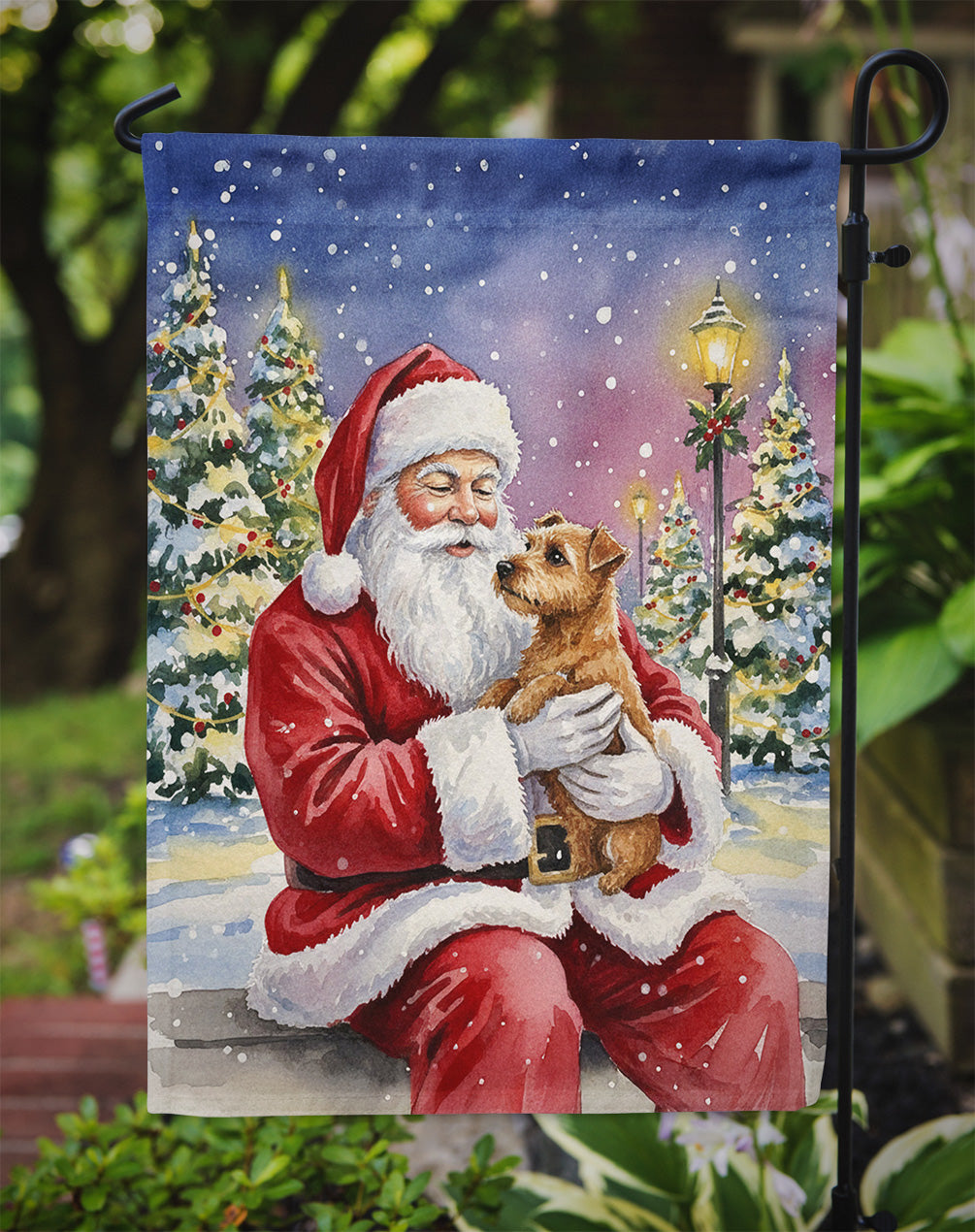 Norfolk Terrier with Santa Claus Garden Flag