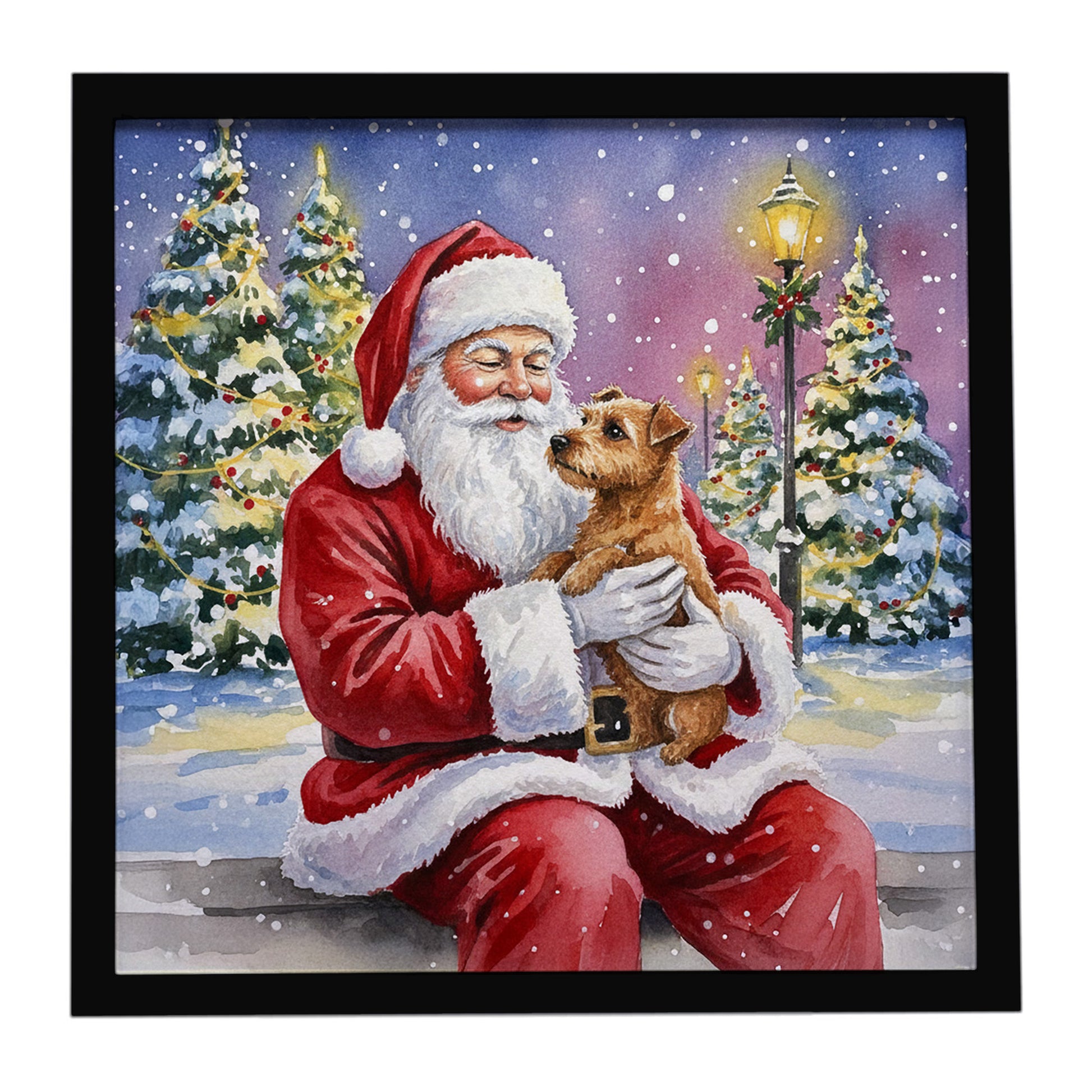 Buy this Norfolk Terrier with Santa Claus Framed Metal Print