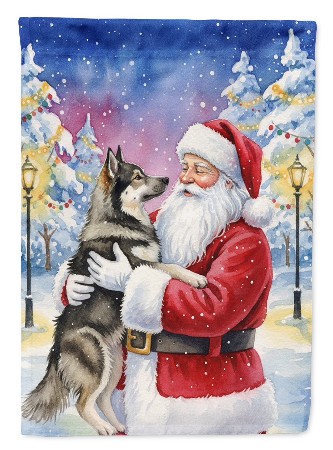 Buy this Norwegian Elkhound with Santa Claus House Flag