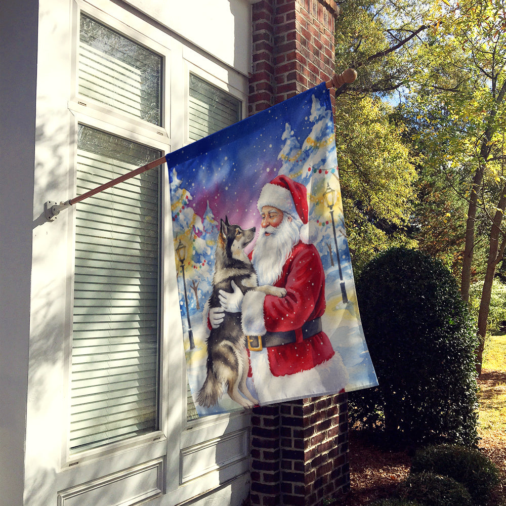 Norwegian Elkhound with Santa Claus House Flag