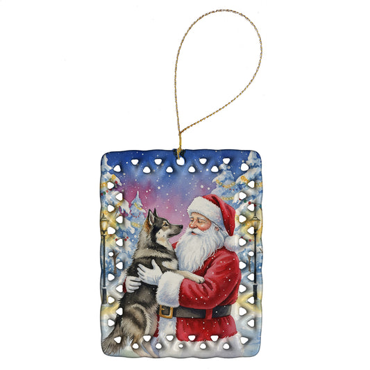 Buy this Norwegian Elkhound with Santa Claus Porcelain Ornament