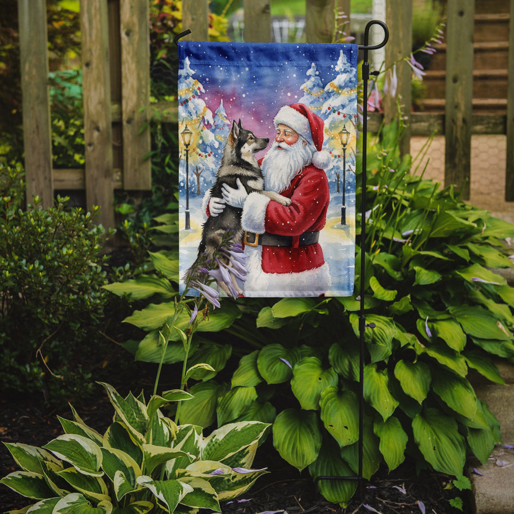Norwegian Elkhound with Santa Claus Garden Flag