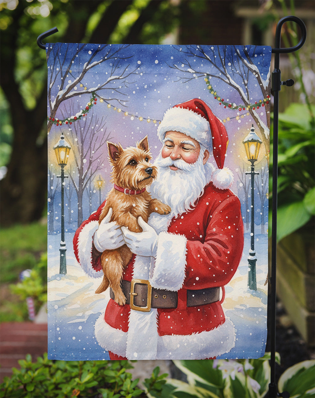Norwich Terrier with Santa Claus Garden Flag