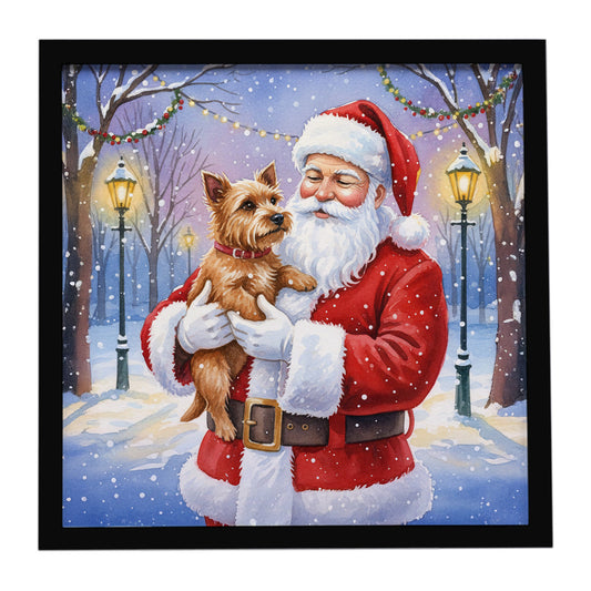 Buy this Norwich Terrier with Santa Claus Framed Metal Print
