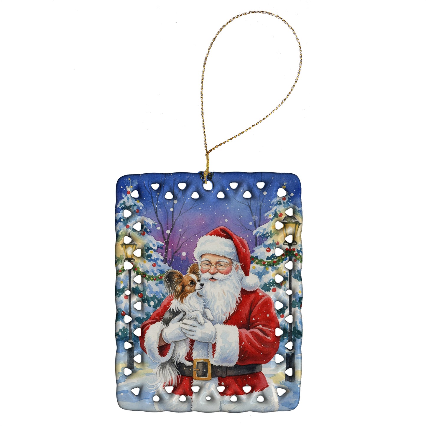 Buy this Papillon with Santa Claus Porcelain Ornament